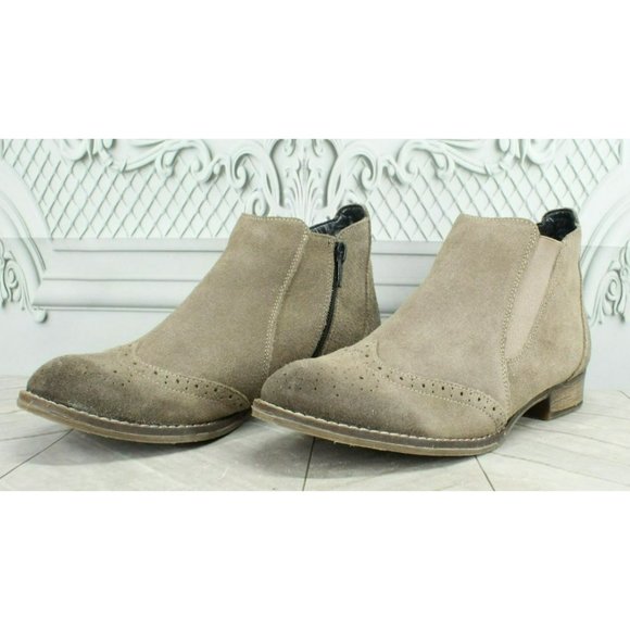 Remonte Brown Suede Side Zipper Wingtip Chelsea Ankle Boots Size Eu 37 US 6 - Picture 2 of 9